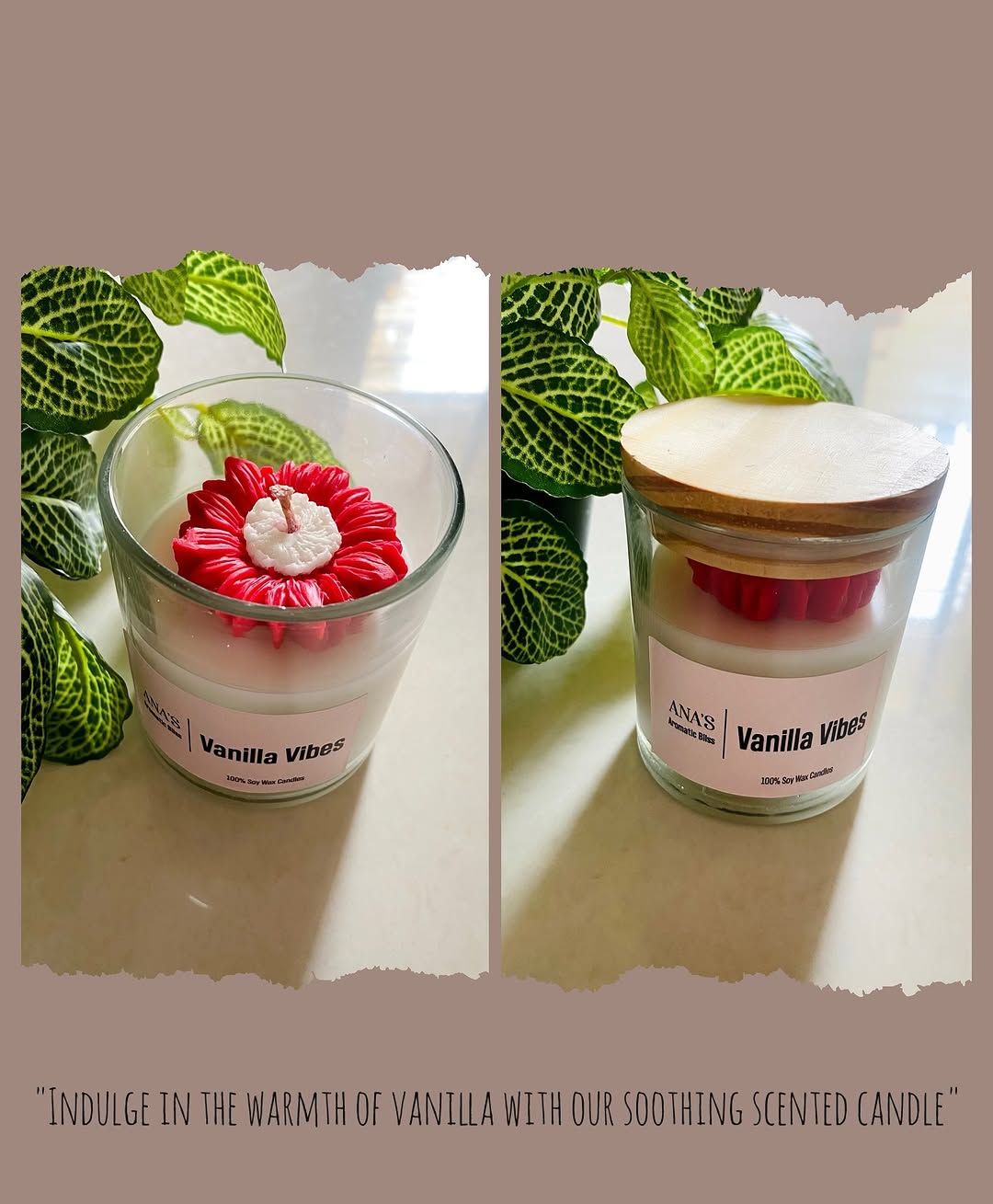 Indulge in the warmth of vanilla with our soothing scented candle